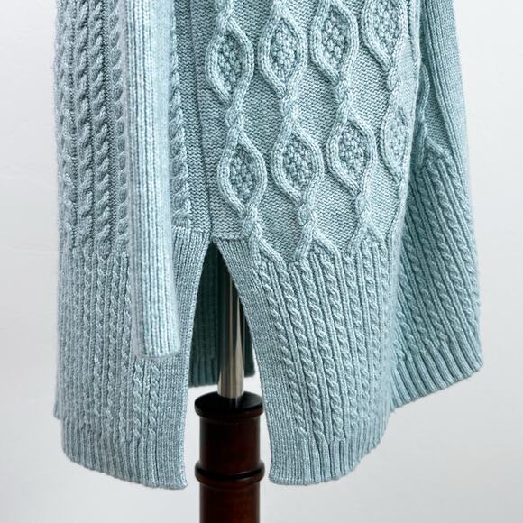 Chico's Light Blue Hint Of Cashmere Cable Knit Long Sweater Cardigan - Picture 5 of 13